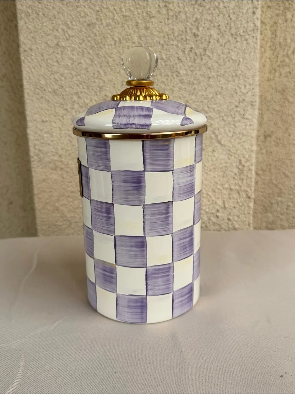 MacKenzy-Childs Violet Check Large Canister